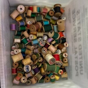 147 Vintage Wooden Thread Spools.